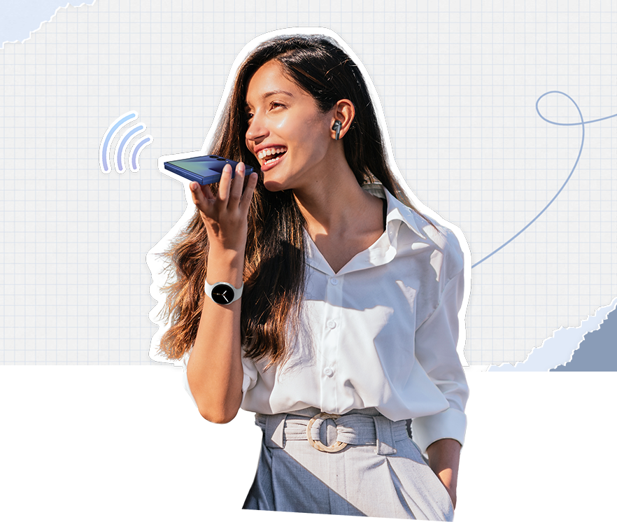 Samsung Galaxy Z Flip7を折りたたんだ状態で使用する様子