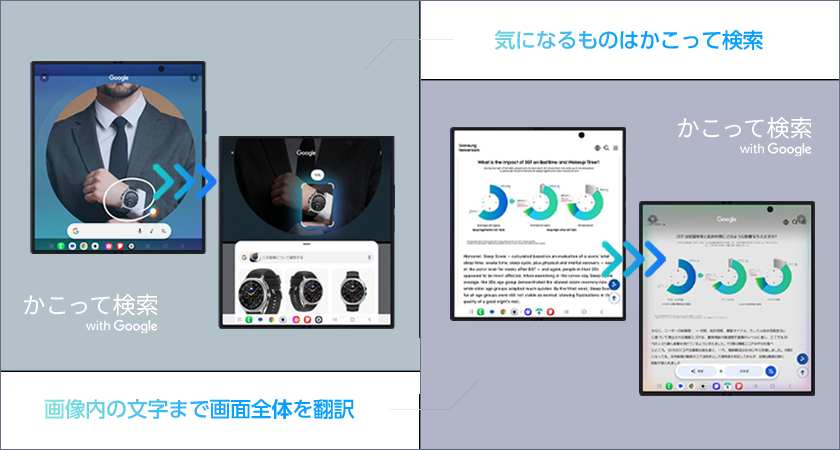 かこって検索と、画面全体の翻訳を行っている様子