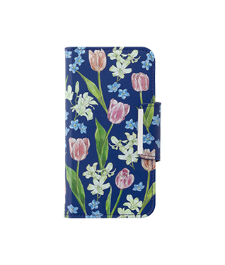 AQUOS sense9 SH-53E 花柄レザーフリップケース＜ネイビー＞