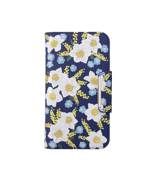 AQUOS sence10 SH-53F 花柄レザーフリップケース＜ネイビー＞