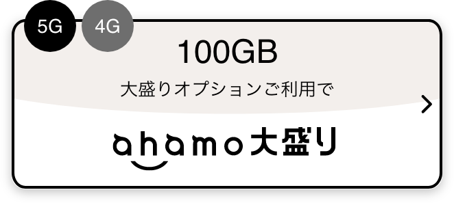 5G 4G 100GB 大盛りオプションご利用で ahamo大盛り