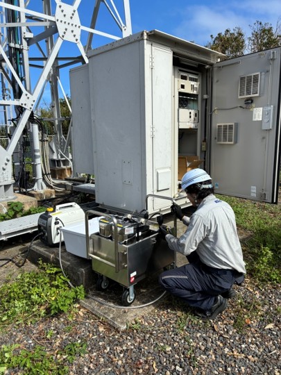 発動発電機による復電作業