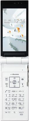 docomo STYLE series F-02D　WHITEの写真（折りたたみ開き時）