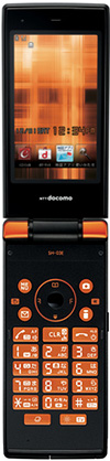 docomo STYLE series SH-03E　Orangeの写真（折りたたみ開き時）