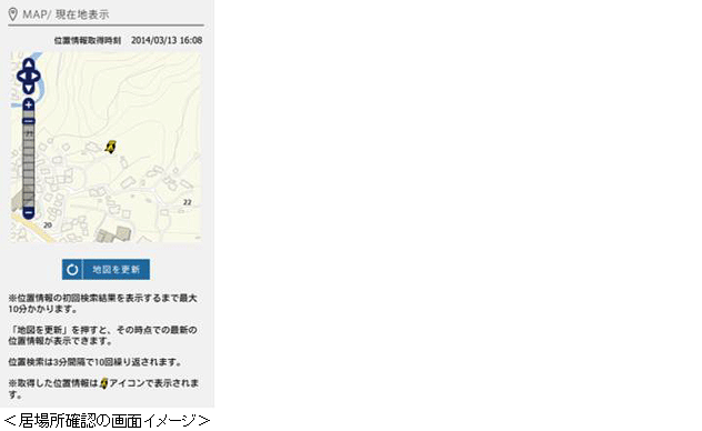 居場所確認の画面イメージ