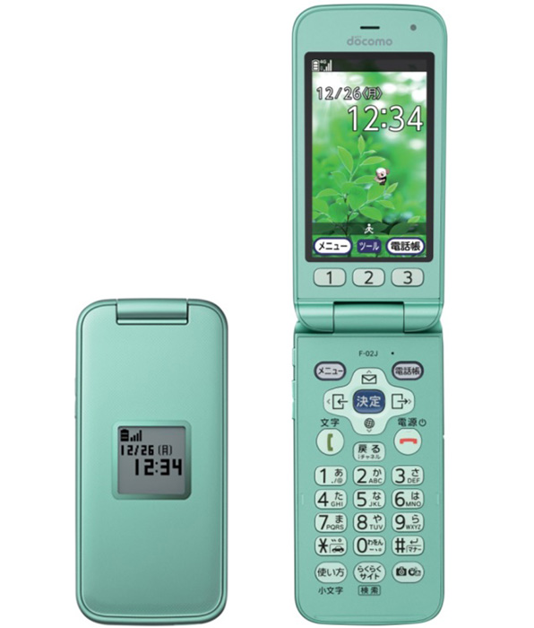 液晶美品 docomo らくらくホン F-02J ゴールド 4G ガラホ R8