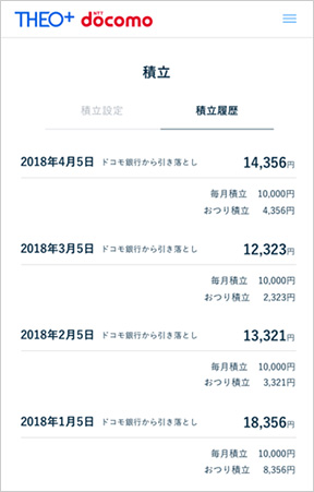 画像:積立画面
