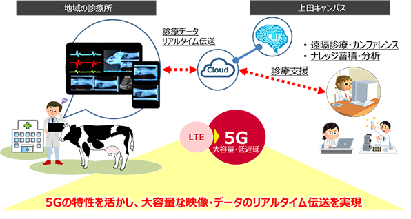 図：5Gの特性を活かし、大容量な映像・データのリアルタイム伝送を実現