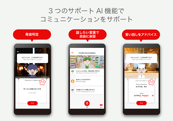 画像:3つのサポート AI機能でコミュニケーションをサポート