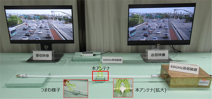 本アンテナの60GHz帯域での実証模様