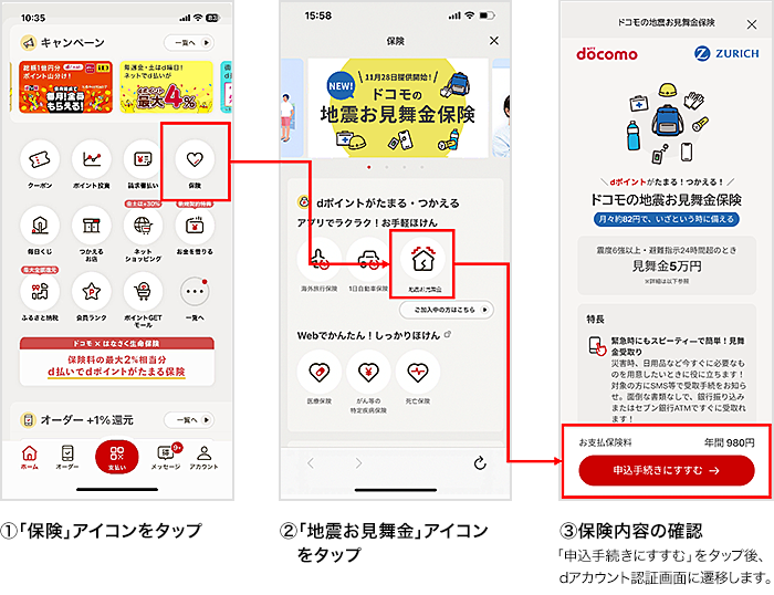 お申込み画面イメージ①~③
