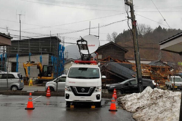 移動基地局車によるエリア復旧模様