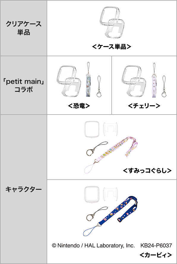 アクセサリイメージ(クリアケース単品 ・「petit main」コラボ <恐竜> <チェリー>・キャラクター <すみっコぐらし> <カービィ>)