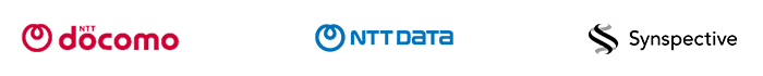 株式会社NTTドコモ、株式会社NTTデータ、株式会社 Synspectiveのロゴ