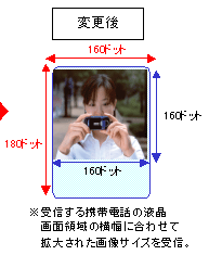 ｉショット（Ｓ）[120×120ドット]　での受信例（Ｎ５０４ｉＳの場合）の変更後の図