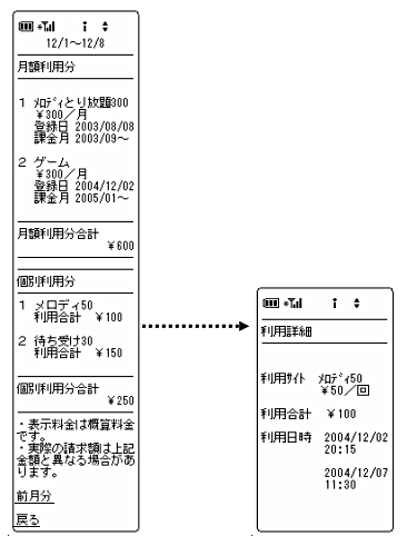料金案内サービス画面イメージ