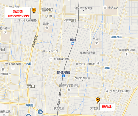 ドコモショップイオンタウン野々市店　周辺地図