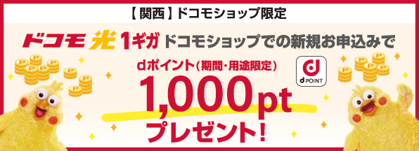 【ドコモショップ限定】ドコモ光1ギガ　dポイントプレゼント特典