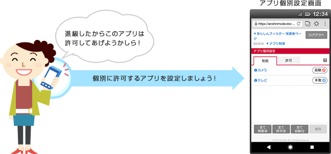 利用制限されたアプリを利用できるようにしたい場合、どうすればいいの？の画像