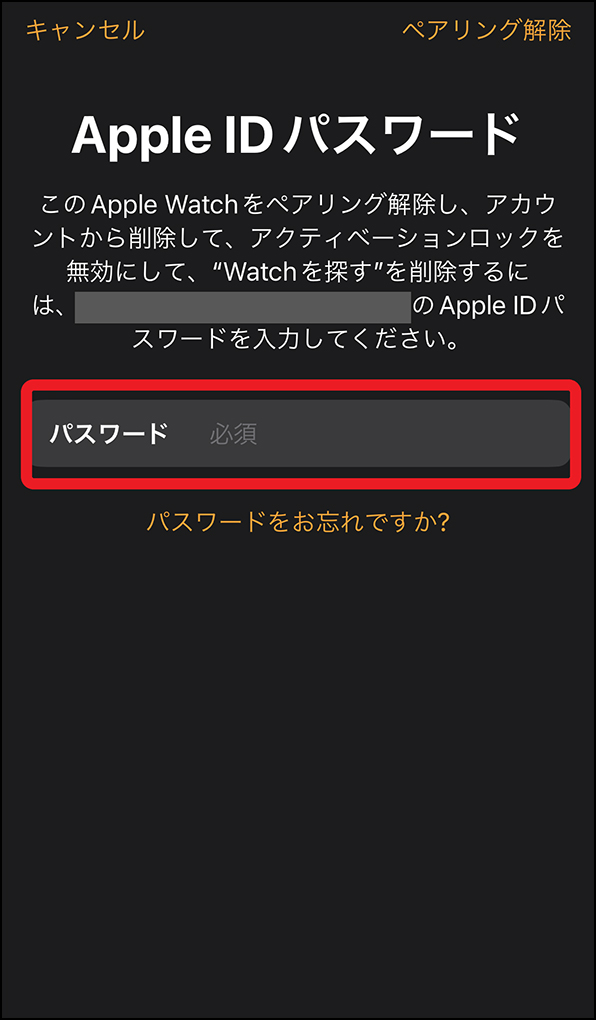 「Apple Account（旧：Apple ID）パスワード」画面