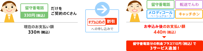 おトク ケース3 留守番電話だけをご契約の場合の説明図