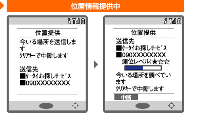 位置情報提供中に停止(GPS対応携帯電話の場合)方法の画像