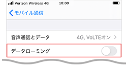 iPhoneでデータローミングがオフの画面