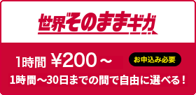 世界そのままギガ 1時間 ¥200 ほか お申込み必要 使い方に合わせてプランが選べる！