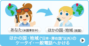 ほかの国・地域（“日本・滞在国”以外）のケータイ・一般電話へかける