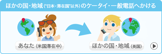 ほかの国・地域（“日本・滞在国”以外）のケータイ・一般電話へかける