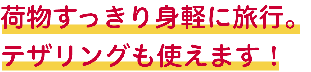 荷物すっきり身軽に旅行。デザリングも使えます!