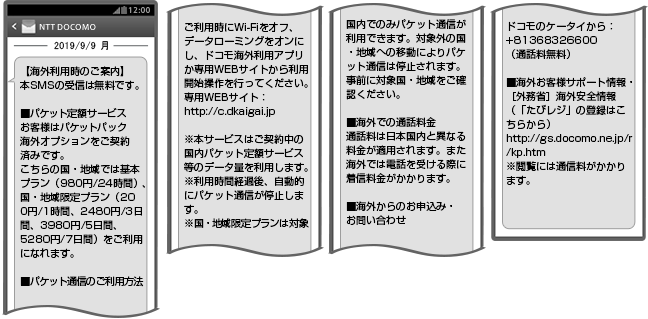 渡航先でSMSを確認の画像