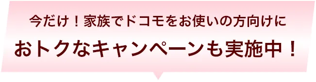 今だけ！家族でドコモをお使いの方向けにおトクなキャンペーンも実施中！