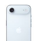 スカイブルーのiPhone Airの背面の外観。上部の凸部にFusionメインカメラシステムがある