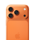 iPhone 17 Pro、背面の外観、カラーはコズミックオレンジ、上部の凸部にPro Fusionカメラシステム