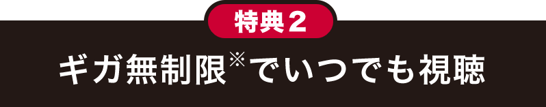 特典2 ギガ無制限※でいつでも視聴