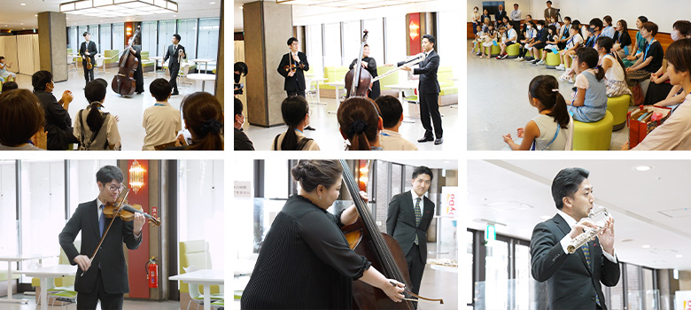 ＮＨＫ交響楽団 | 2023 ドコモ未来フィールド | ＮＨＫ交響楽団が演奏する様子とそれに目を奪われる子どもたちの様子