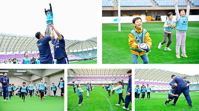 浦安D-Rocks | 2024 ドコモ未来フィールド | ラグビー体験をする子供達