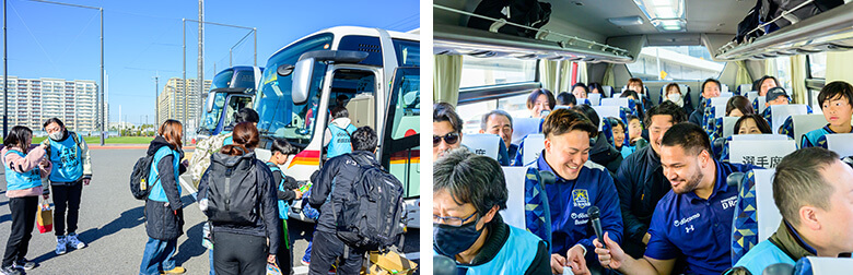 浦安D-Rocks | 2026 ドコモ未来フィールド | バス移動の様子