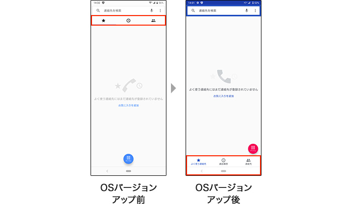 電話UIの変更の画像