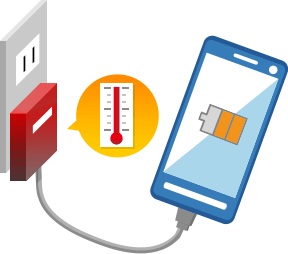 充電中、ACアダプタは熱を持つので注意しましょうのイメージ画像