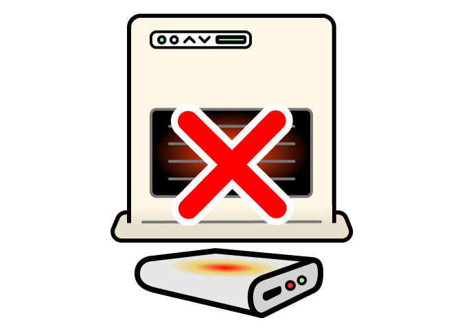 「暖房器具や火元のそばに置かない」のイメージ