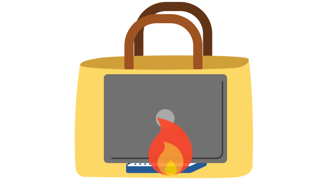 モバイルバッテリーがカバンの中で出火する画像